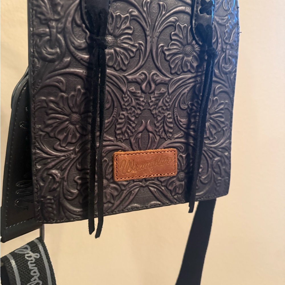 Wrangler Black Floral Embossed shoulder handbag